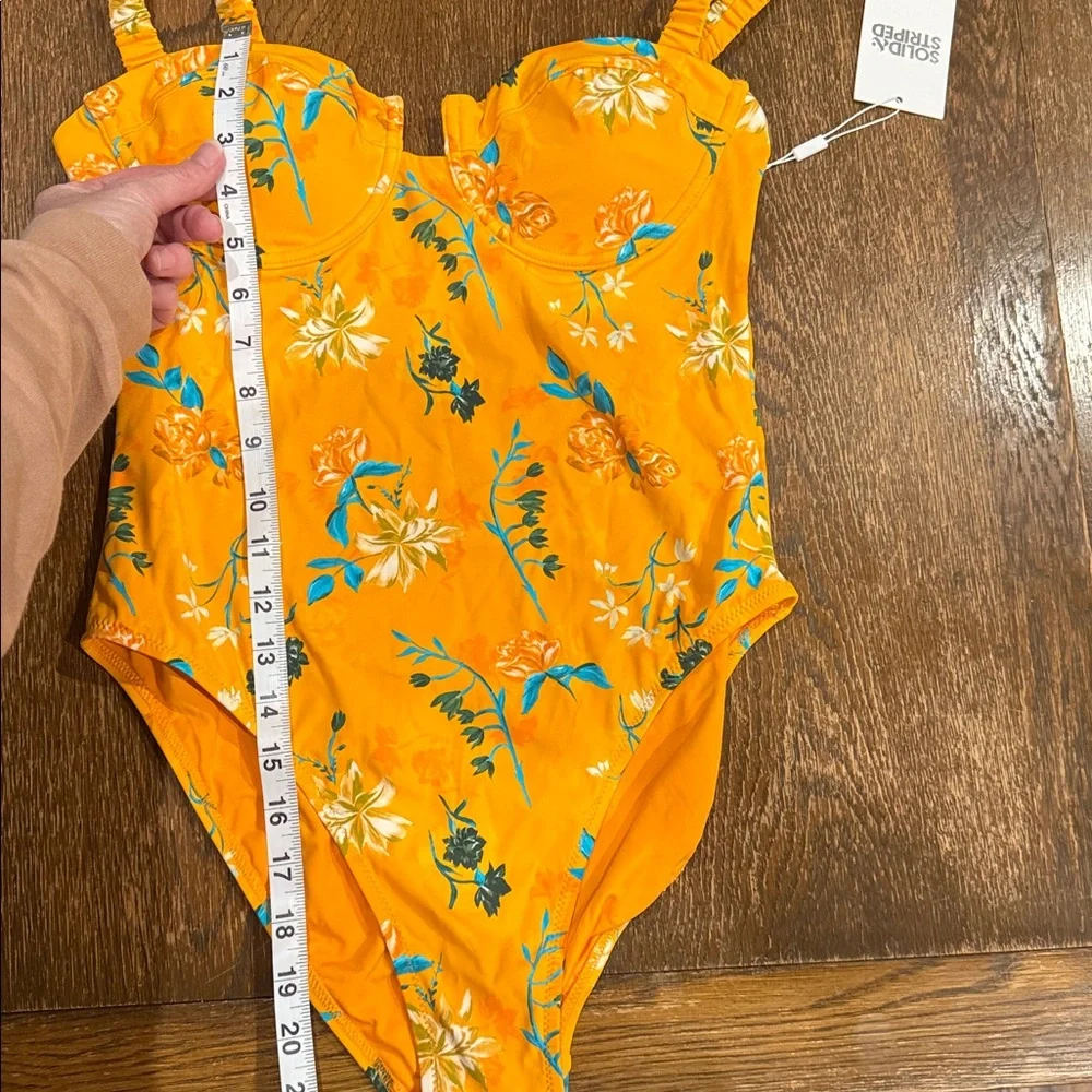 LG SOLID & STRIPED Orange Floral One Piece Swimsuit NWT - Picture 5 of 7